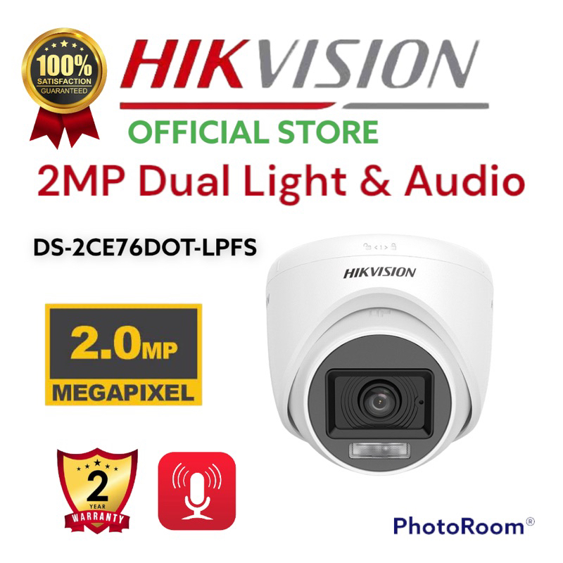 PAKET CCTV 1 CAMERA HIKVISION 2MP 1080P DUAL LIGHT AUDIO / COLORVU DVR 4CH