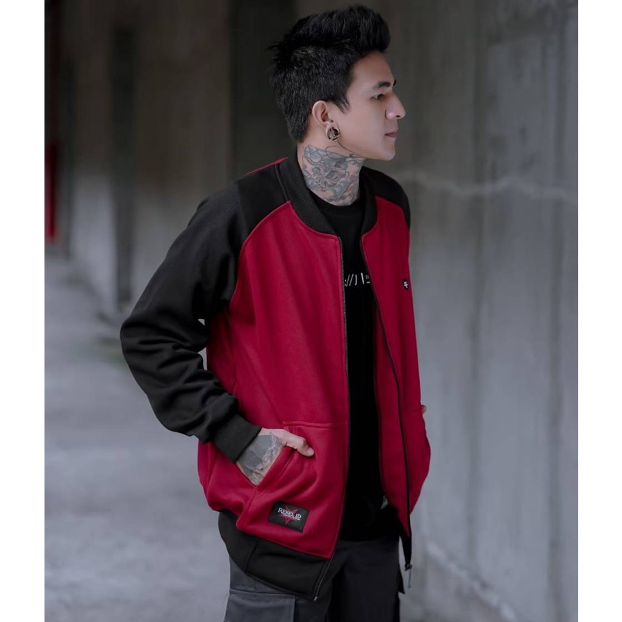 Jaket Sweater Polos Model Reglan Bomber Baseball Varsity size L-XL Pria-Wanita ( Unisex )