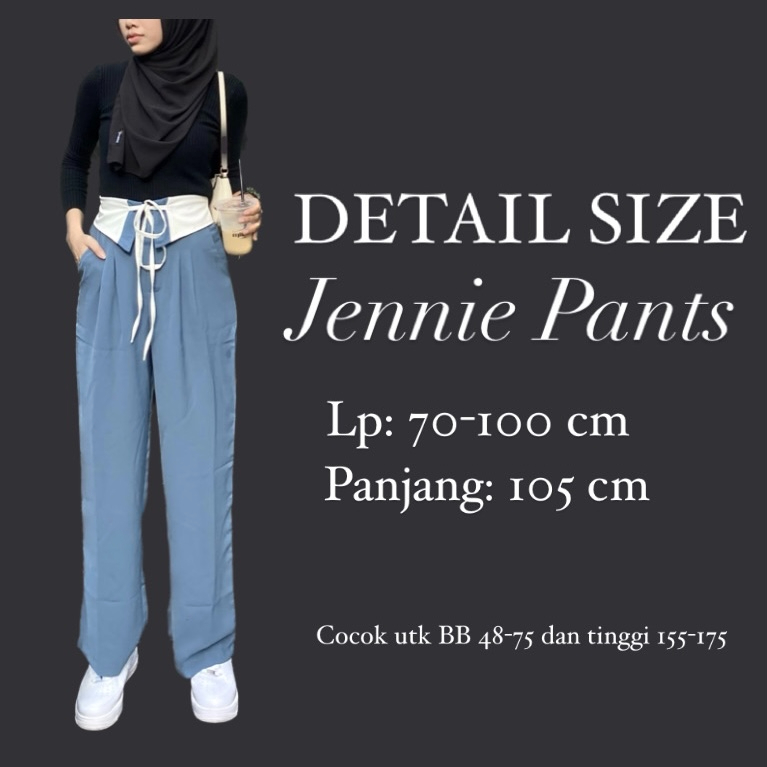 CELANA JENNIE PANTS PADAKA ATTIRE ketlin collar kulot highwaits casual tali