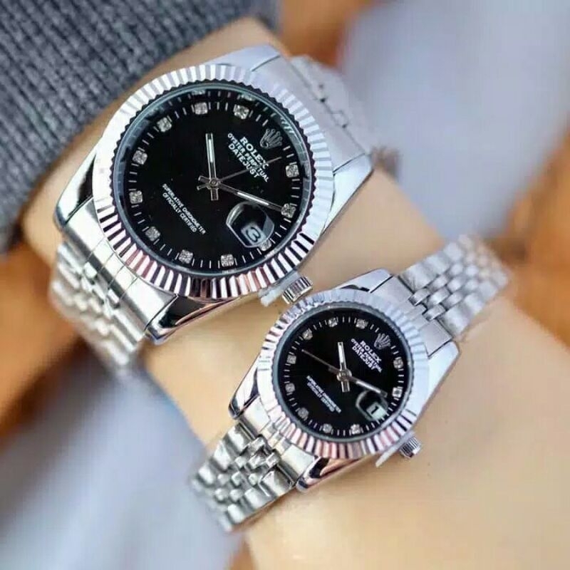 LEBIH KEREN COD!! Jam Tangan Couple Terlaris / Jam Tangan Rolex Stainless Steel Free bok rolex TERMURAH