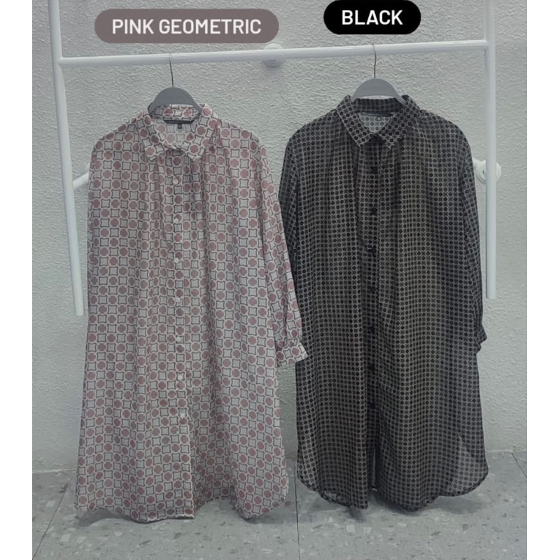 INTO THE GARDEN TUNIC SHIRT pink geometric black Benang jarum benangjarum XS S M L XL XXL buttonscar