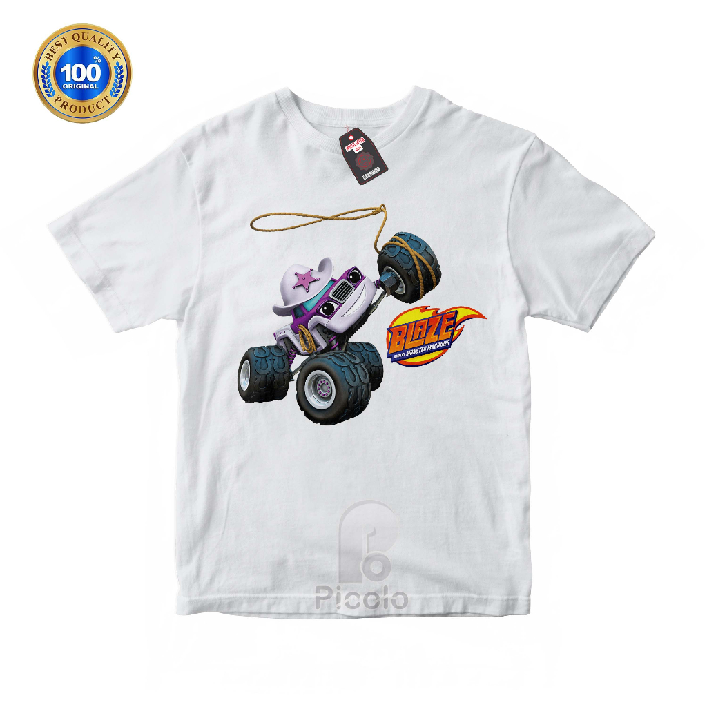 (FREE NAMA) BAJU KAOS ATASAN ANAK MOTIF KARTUN BLAZE AND THE MONSTER UNISEX Bahan COTTUN
