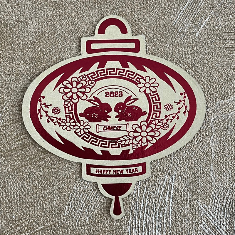 Emblem Tempelan Ucapan Hari Raya Imlek / Lebaran / Natal bahan karbot hot print