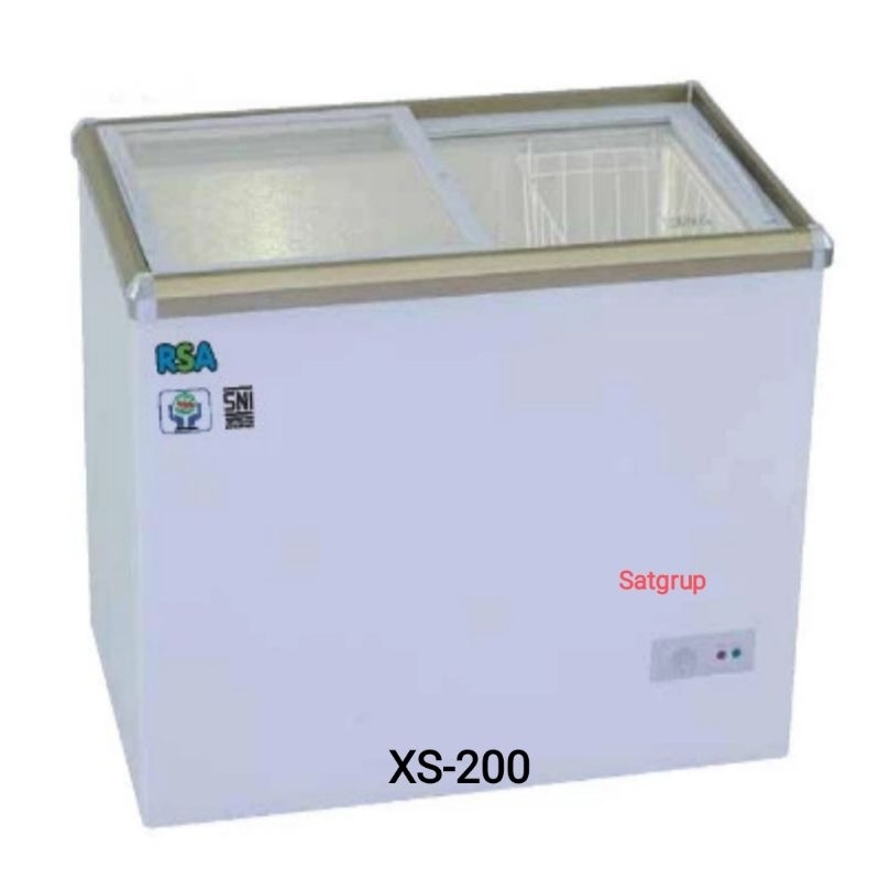 xs-200 chest freezer sliding flat glass RSA kulkas kaca XS-200