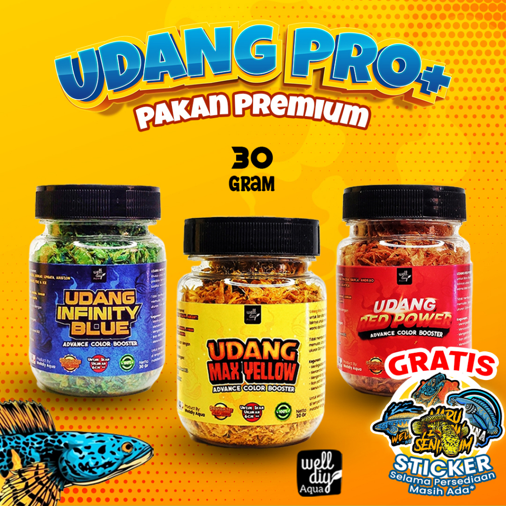 Udang Kering Pakan Ikan Channa Chana Maggot Predator Reptil Red Yellow Blue Multi Color - 30gr