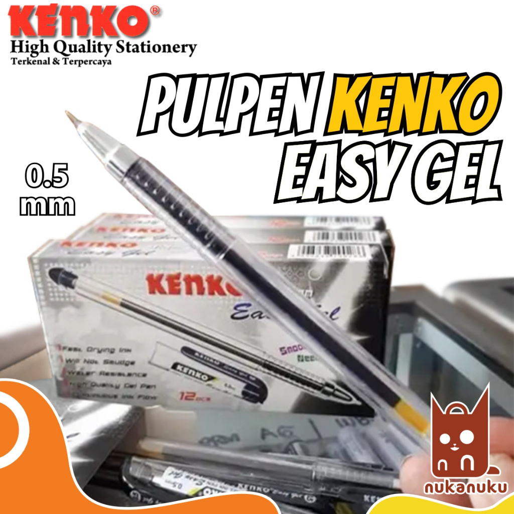 

NUKANUKU - Pulpen Easy Gel KENKO 0.5 mm / Bolpen Gel KENKO Easy Gel 0.5mm / Pulpen / Balpen / Ballpoint / Pen / Pen Jel / PENA KENKO EASY GEL WARNA 0,5 MM / Alat Tulis Murah