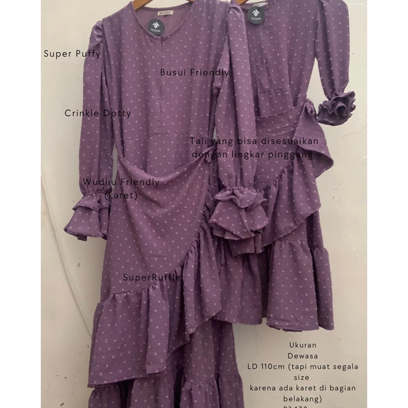 Aisyah Dress Ruffle (Uk Dewasa dan Anak)/ Gamis couple ibu anak/ baju couple/ ibu anak/ gamis mewah/