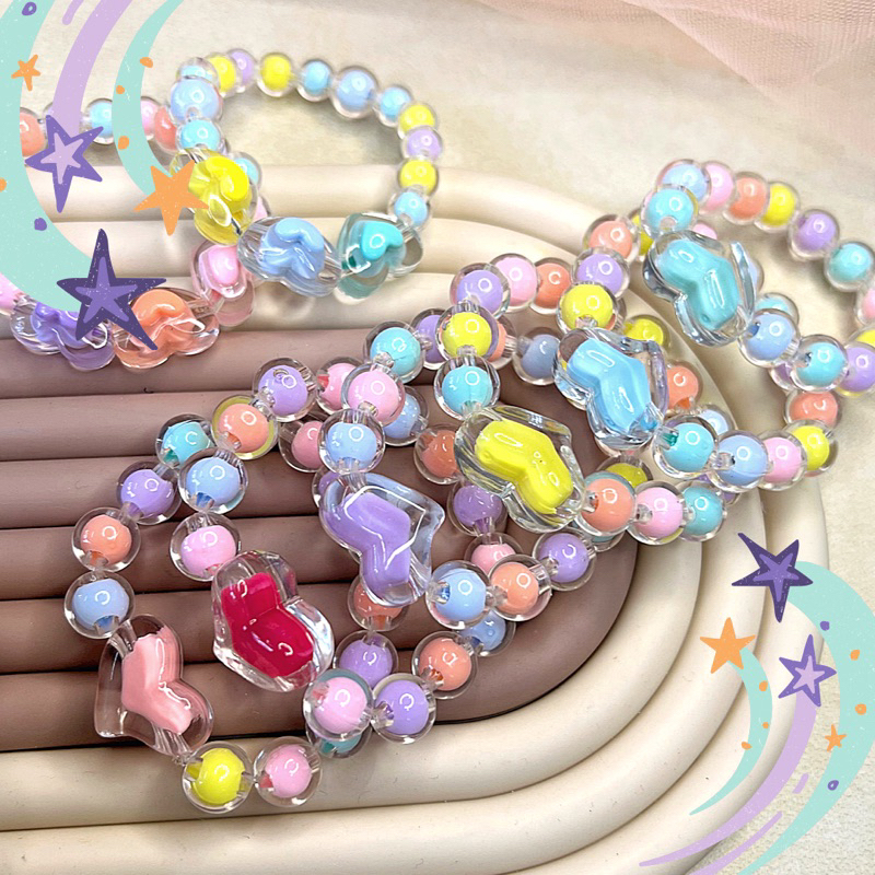 CANDY PEARL BEADS BRACELET | GELANG ANAK MANIK IMPORT CANTIK PENUH WARNA