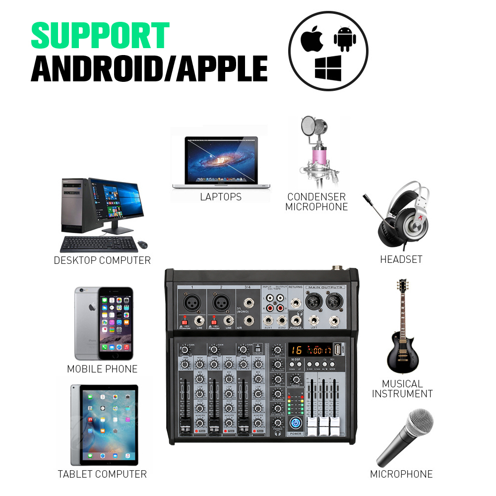 Mixer Audio Profesional YAMAHA PG4S 16DSP bawaan 4/6 saluran mendukung pemutaran Bluetooth/USB/MP3/PC Peralatan rekaman Koleksi instrumen keluarga bernyanyi dj menggunakan