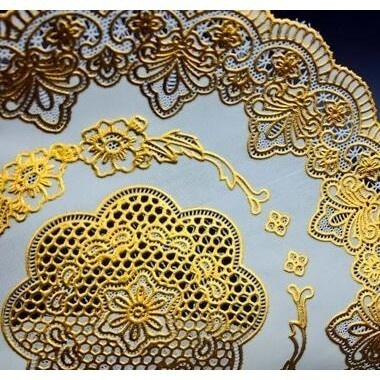 (SerbaSerbi)Alas Meja Ruang Tamu Dekorasi Rumah Mewah &amp; Elagant Gold Silver Table Mat / Taplak Meja Motif Kotak Dan Oval 30 x 45 Cm Terlaris