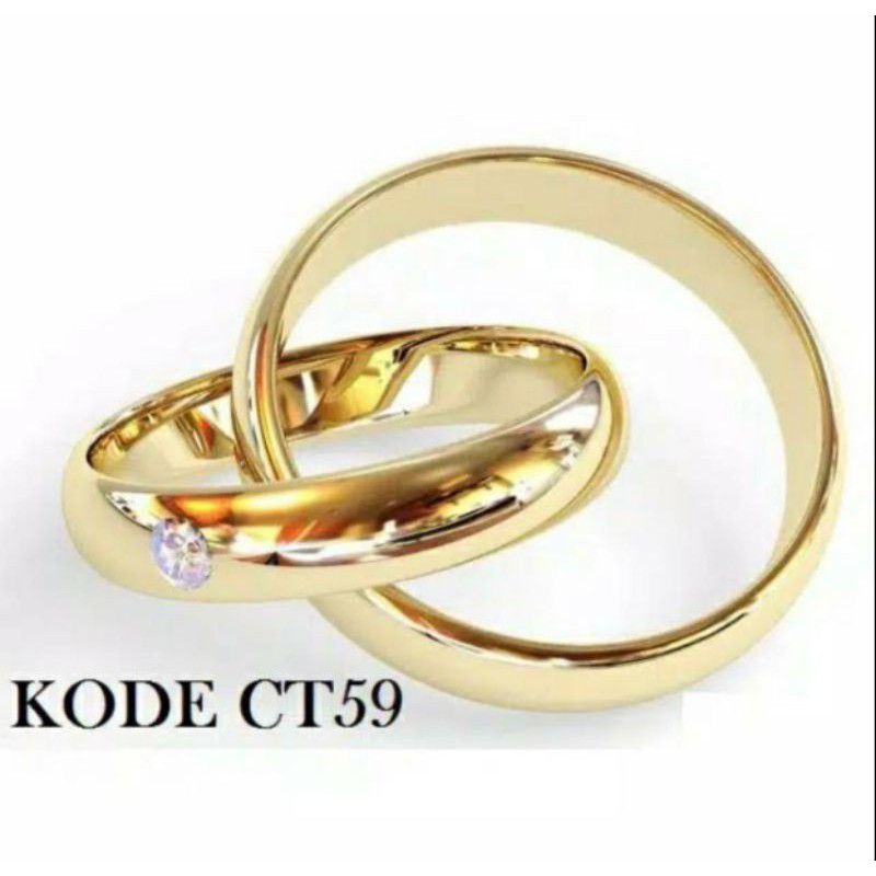 CINCIN TITANIUM Gold Hitam Silver Mata Satu Couple/ Pasangan Harga satuan