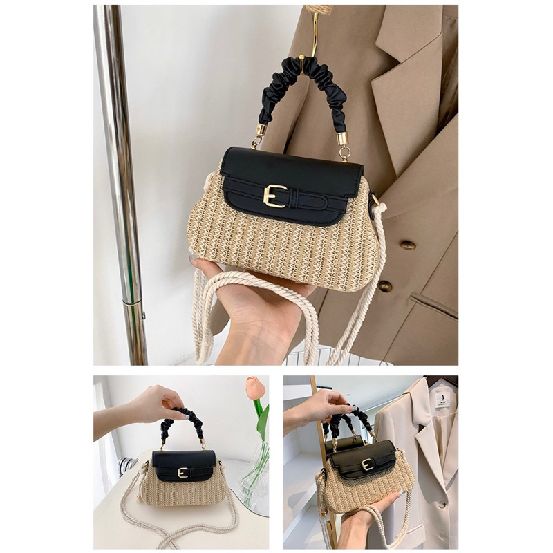 Tas Selempang Wanita Tas Cewek Mini Slingbag Handbag Straw Bag BX 8217