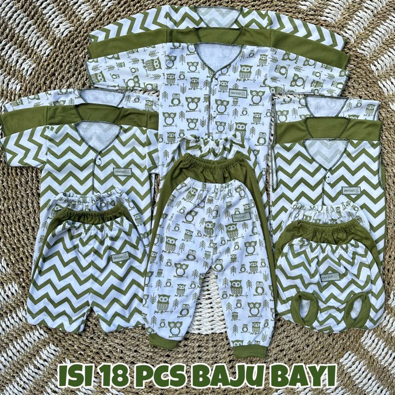 PROMO 7.7 18 Pcs Baju Bayi Celana Bayi Setelan Bayi Baju Bayi Newborn Baju Bayi Baru Lahir Atasan Bayi Baju Bayi Murah Baju Bayi Lucu Baju Bayi Serian Olive DNW BABY