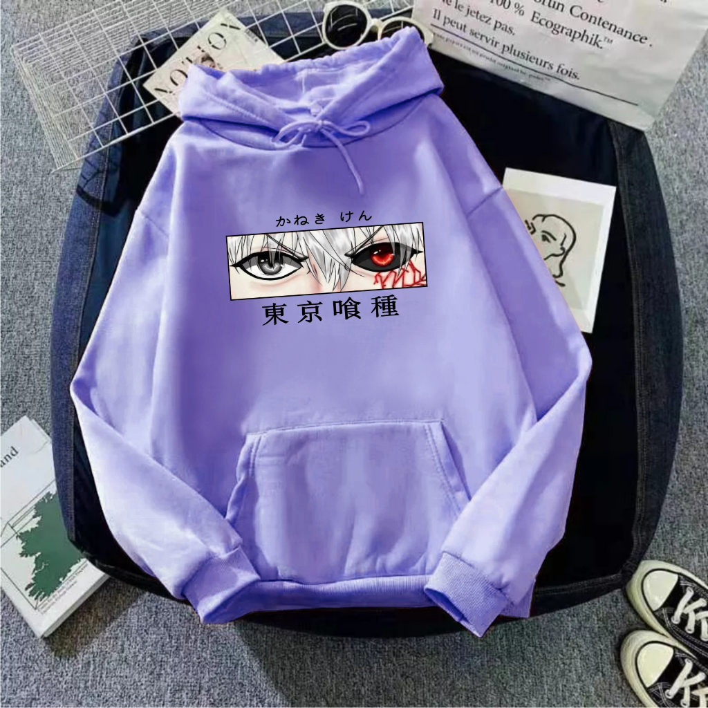 Anime Tokyo Ghoul Kaneki Ken Eye Manga Harajuku Sweater Hoodie Kekinian Size M-L-XL-XXL Bisa Bayar Ditempat COD