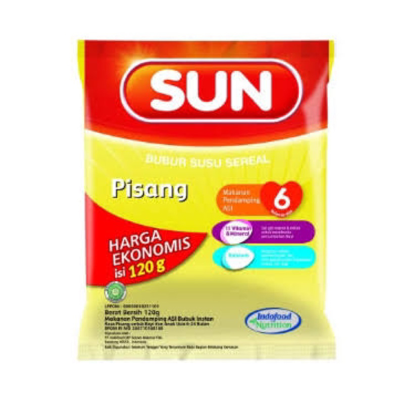 SUN EKONOMIS SACHET 120 GR / MPASI 6 BULAN / SUN EKONOMIS / BUBUR BAYI BERAS MERAH PISANG / SUN BERAS MERAH /  BUBUR BAYI 6 BULAN