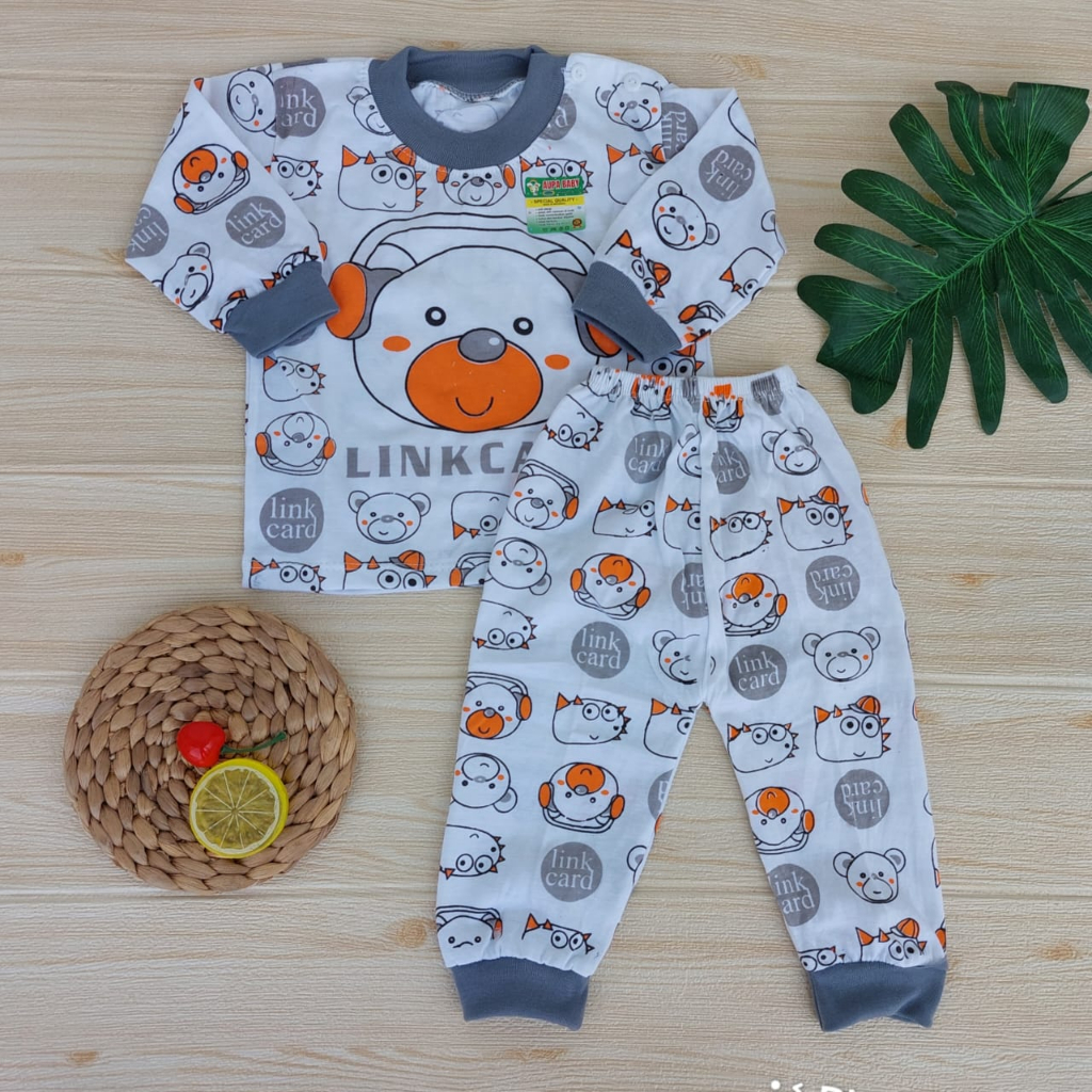 Setelan Piyama Premium Lengan Panjang kancing Motif Lincard baju bayi anak usia 3-12 bulan