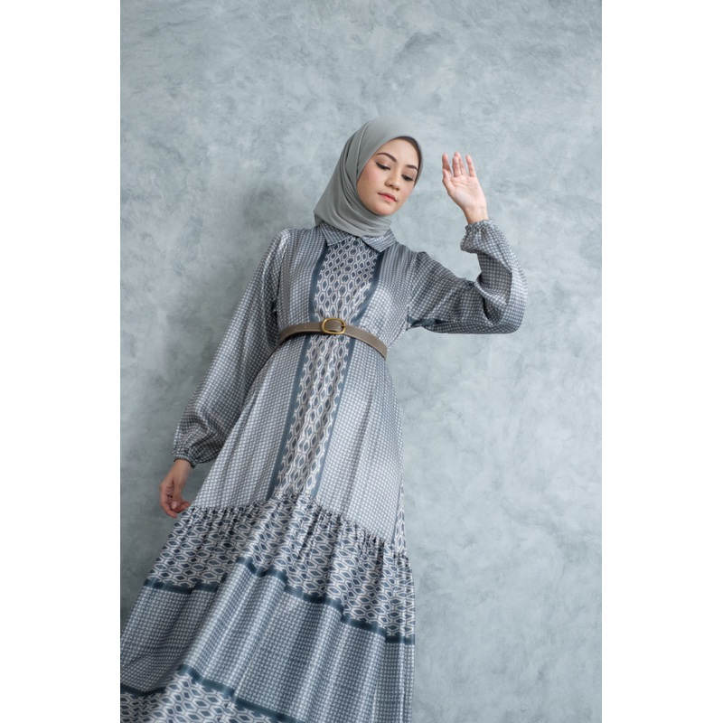 Ounadoutfit Megan dress santorini silk | dress muslim premium | dress kondangan mewah | dress lebaran muslim | dress silk premium | dress hari raya busui