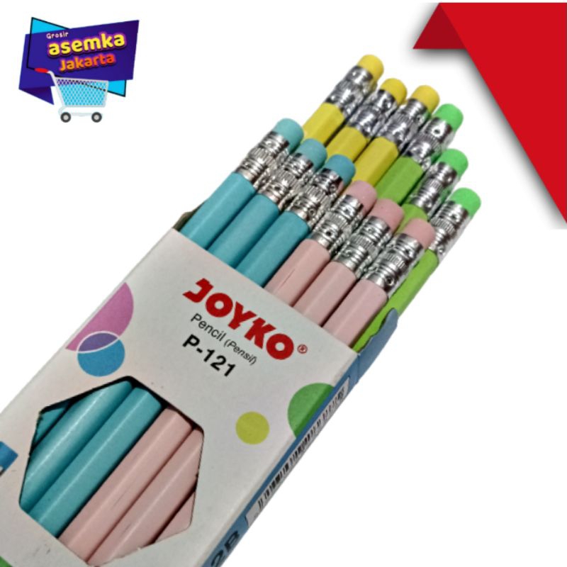 Pensil 2B Joyko P-121 Clean Eraser ada Penghapus 12pcs