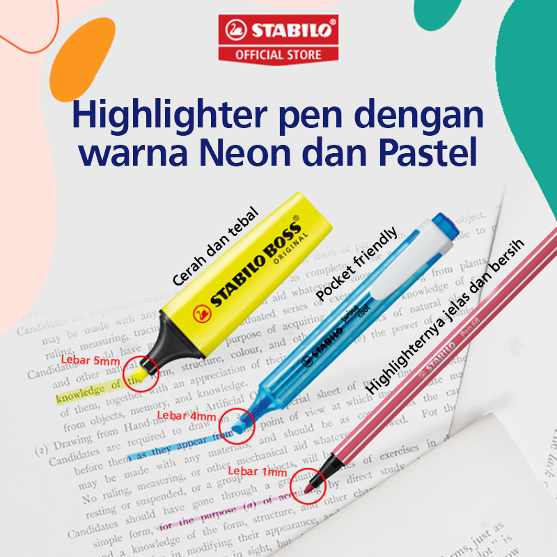 

STABILO Pen 68 Set Premium Pen Warna Warni Neon Pastel Set 6 Basic Menulis Writing Kit