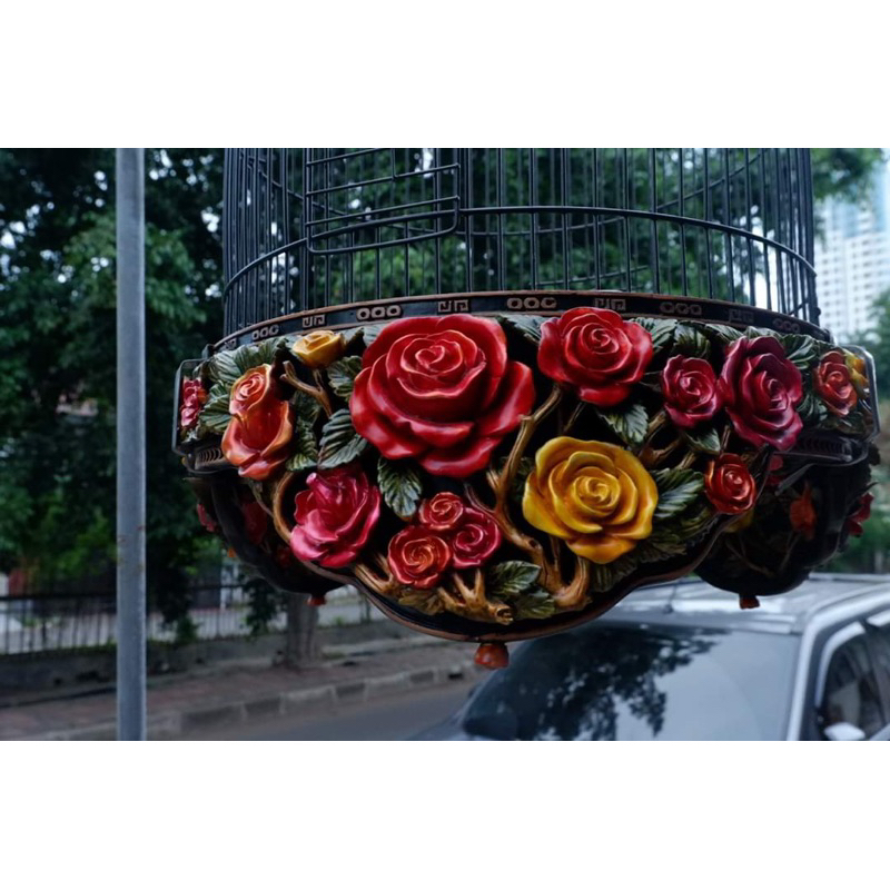 tebok lovebird ukiran mawar