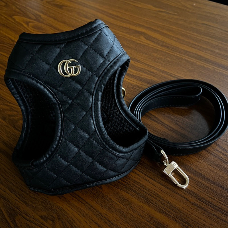 Leather premium guchew gold logo harness set