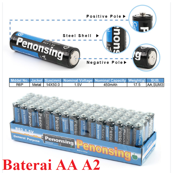 Baterai Battery Batre Batere Batu AA A2 Non rechargeable bukan ABC