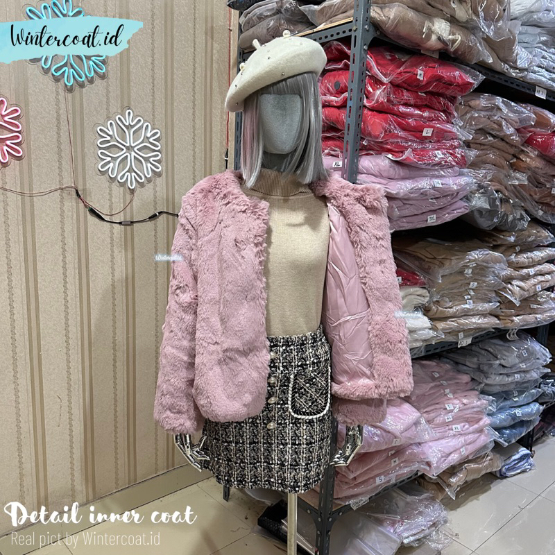 Fur coat monica mantel bulu winter wanita jacket musim dingin jaket hangat import elegant anggun fashionable korean style