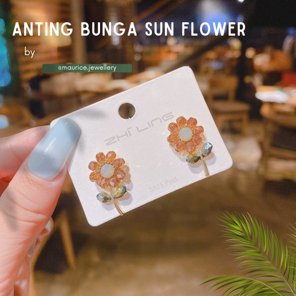 Jual Anting Tusuk Kristal Imitasi Gaya Korea Sunflower Shopee Indonesia