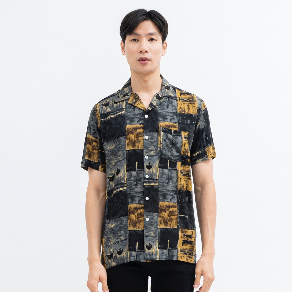 kemeja Hawaiian Shirt Pria Baju Pantai Hawai Printing Motif Pattern katun Rayon Lengan Pendek