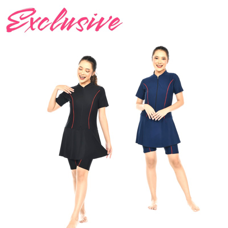 Baju Renang Wanita Rok baju renang wanita polos baju renang DIVING ROK tangan pendek polos dewasa