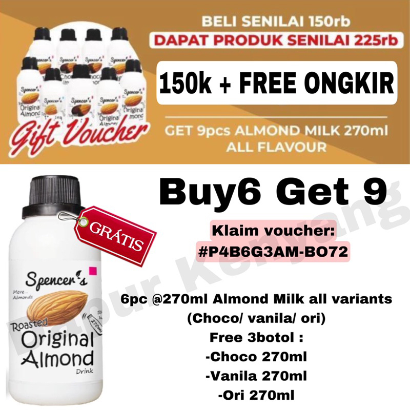 

BUY 6 GET 9 (150k+FREE ONGKIR) SPENCER’S Almond Milk susu almond homemade busui susu diet rendah kalori stevia