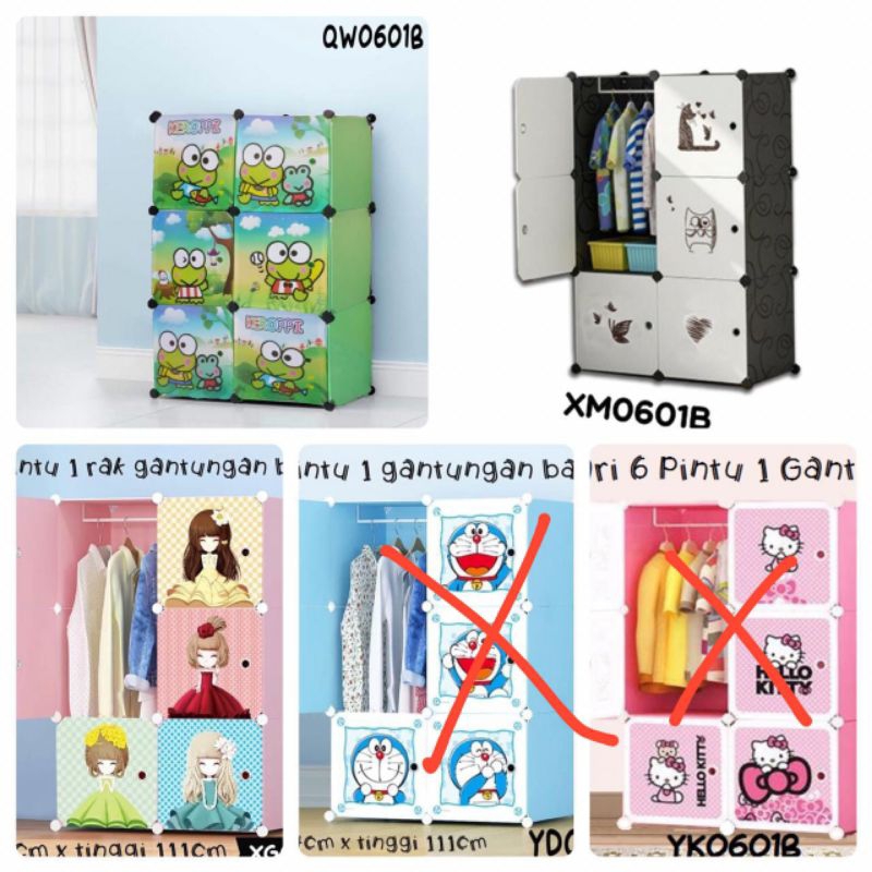 Lemari karakter 6 pintu