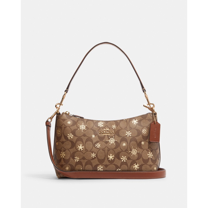 Coach Clara Shoulder Bag In Signature Canvas With Snowflake Print (CE586)