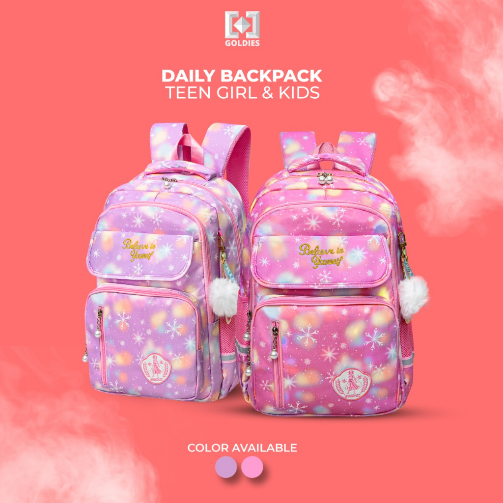 Tas Ransel Sekolah Anak Perempuan Backpack Import Tas Laptop 14 inch ORNATE - Goldiesbags