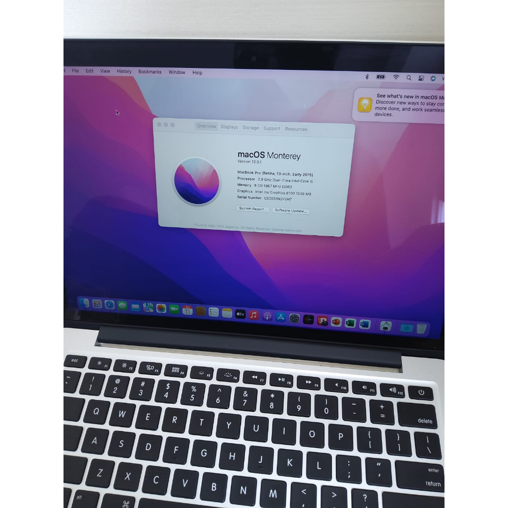 MACBOOK PRO (13inch 2015) Memory 8GB -SSD 512GB