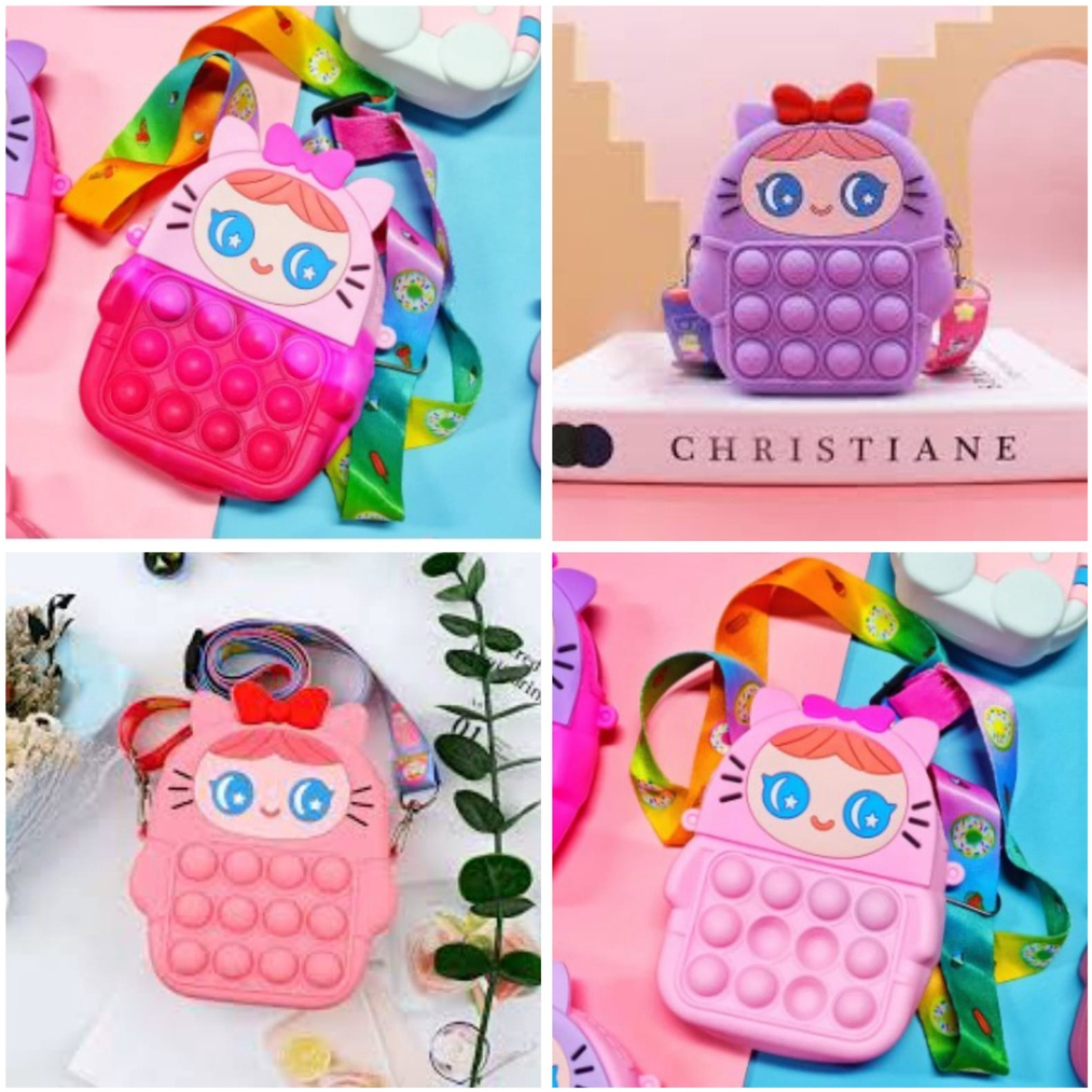 Tas Anak Selempang Pop It Jelly Karakter Lucu Fashion Tas Selempang Popit Tas Selempang Anak Perempuan Viral Warna Warni