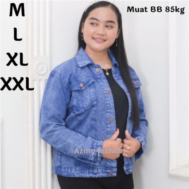 jaket jeans jumbo wanita XXL LD115 jaket  cewek jins denim