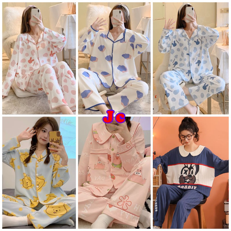 COD NEW JC- Set Piyama Kerah Babydoll PP / piyama Muslimah terbaru / piyama wanita Import murah