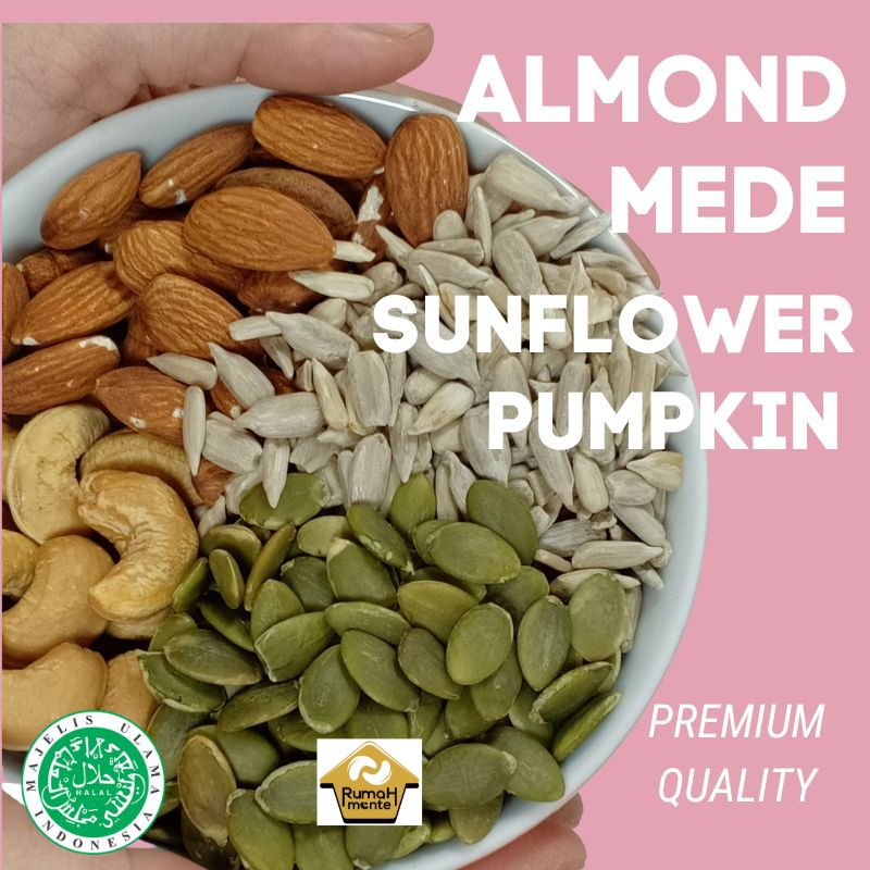 

TRAIL MIX 4 1KG KACANG MEDE KACANG ALMOND SUNFLOWER SEED PUMPKIN SEED PANGGANG(CEMILAN DIET)