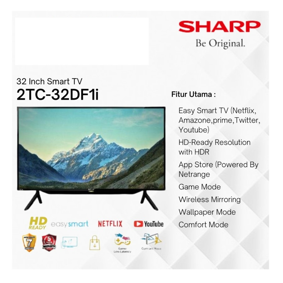 ID SMART LED TV SHARP 32 INCH 2T-C32DF1I DIGITAL YOUTUBE