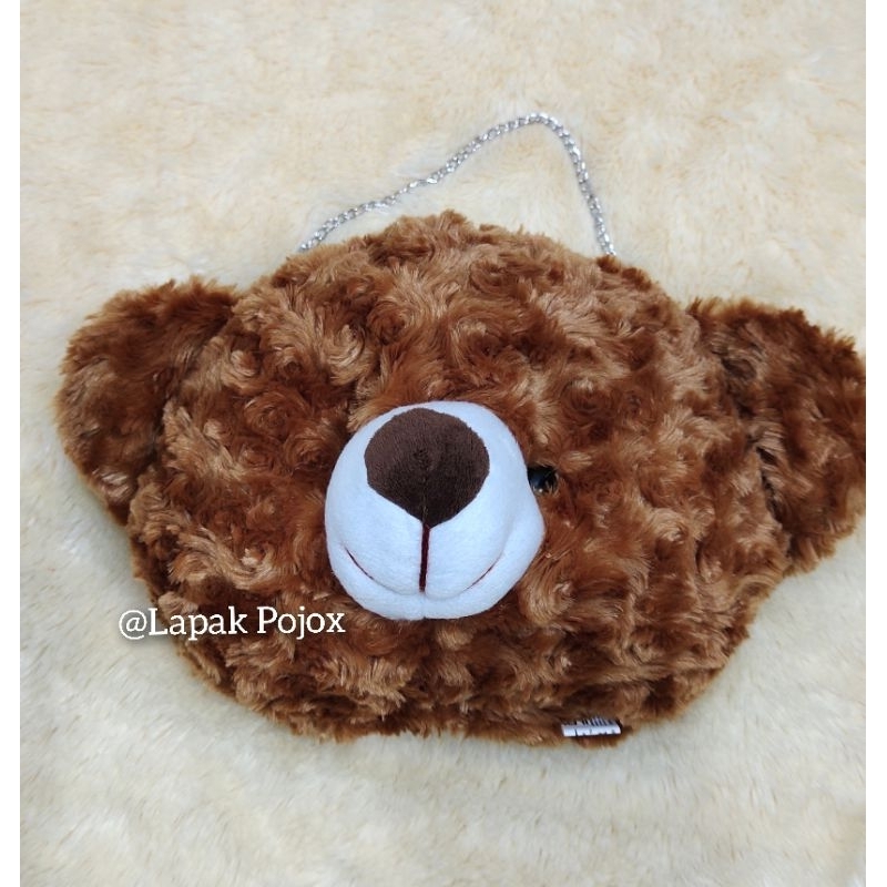 Tas Boneka Kepala Teddy bear Selempang Rantai