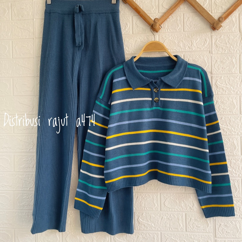 ONESET SWEATER RAJUT PEPONI SETELAN CELANA KULOT