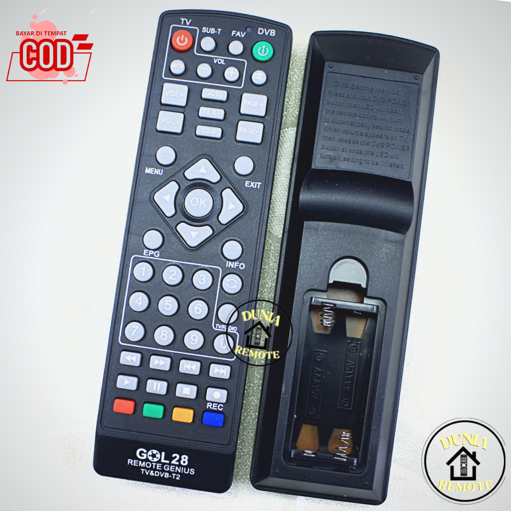 Remot Remote Genius Multi GOL 28 DVB T2 +pairing TV Universal Serbaguna All Merk