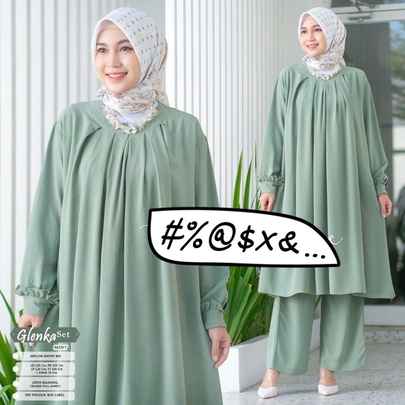 GLENKA SET/Stelan Long Tunik Jumbo Terbaru/One Set Wanita Long Tunik Kringkle