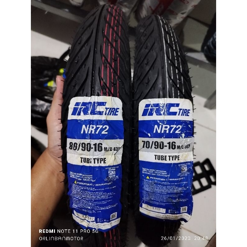 Ban Set IRC NR72 Yamaha Nouvo/Ban Set IRC NR72 Suzuki Hayate/Ban Set IRC NR72 Suzuki Sky Drive