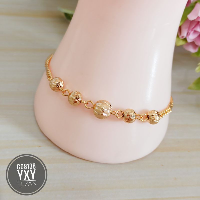 Gelang yaxiya rantai bola gold G08138
