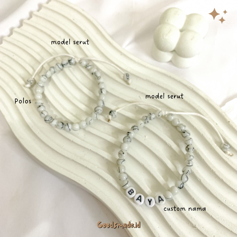 Gelang manik batu marble model serut