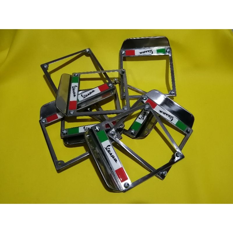 frame cover bingkai plat nomor nomer belakang Vespa classic stainles