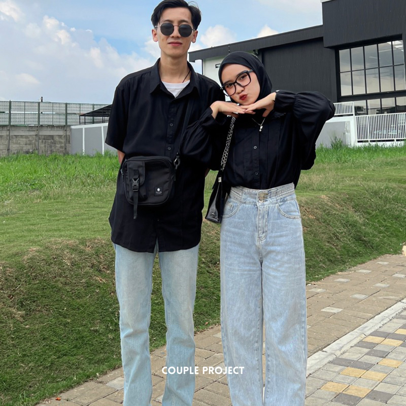 COMFY BLACK COUPLE SET BAJU COUPLE PASANGAN/ KEMEJA COUPLE PASANGAN BY COUPLE PROJECT