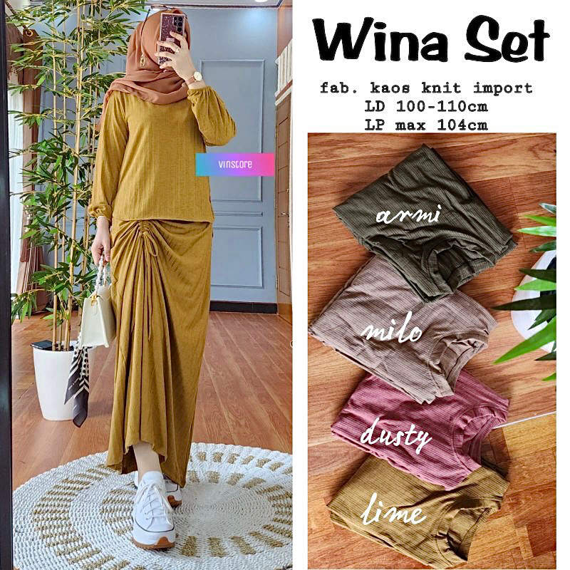 Wina Set - Set Rok Kaos Knit Rajut Setelan Wanita Rok Serut / 536-7184